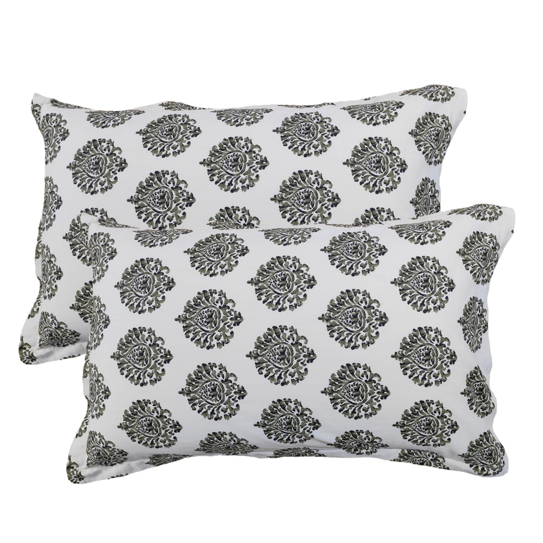 Cotton Printed Pillow Covers (Damask & Pack of 2 100% Cotton) - Trance Home Linen