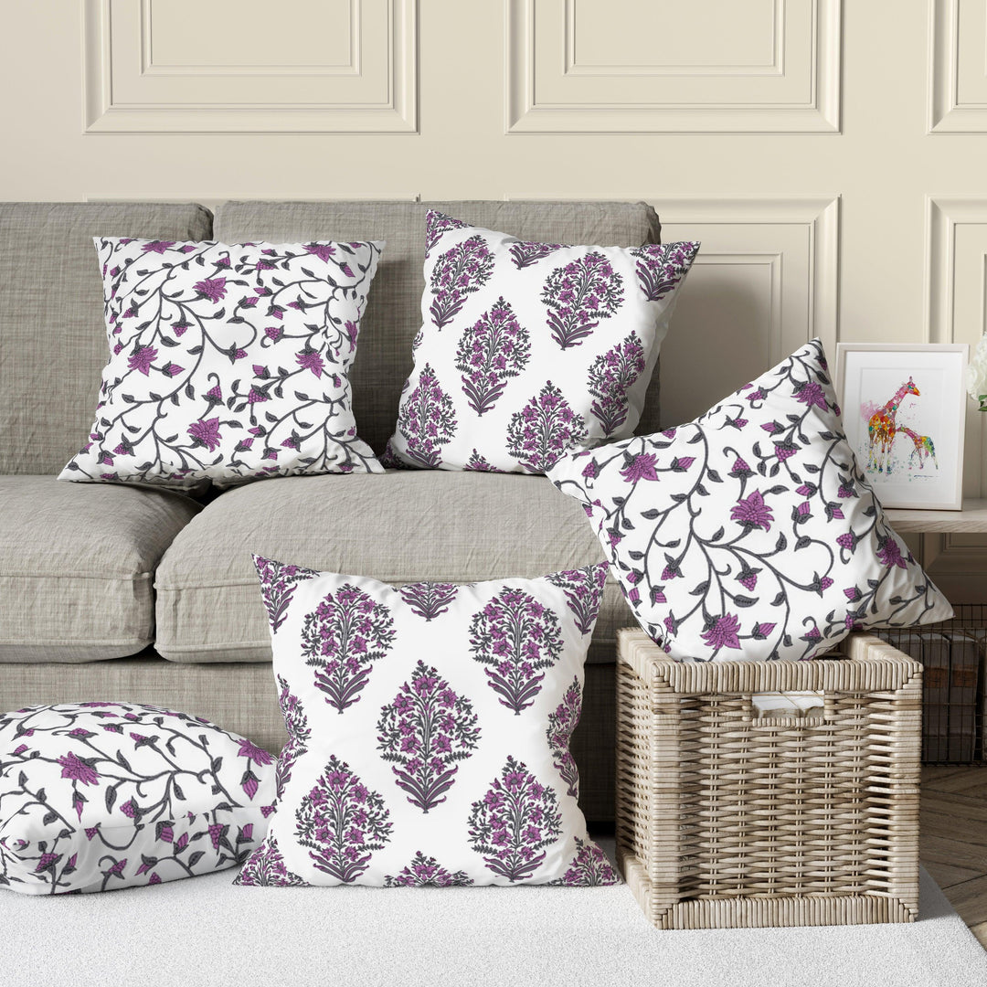 Premium thick Duck Cotton Printed Cushion Covers (Set of 5) - Trance Home Linen