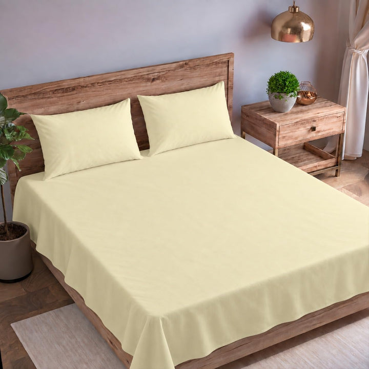 100% Cotton Percale King Flat Bedsheet with 2 Pillow Covers (200 TC)