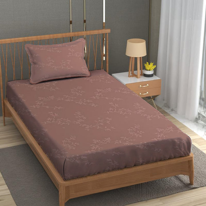100% Egyptian Cotton 300TC Long Staple Jacquard Weave Fitted Bed Sheet with Pillow Covers