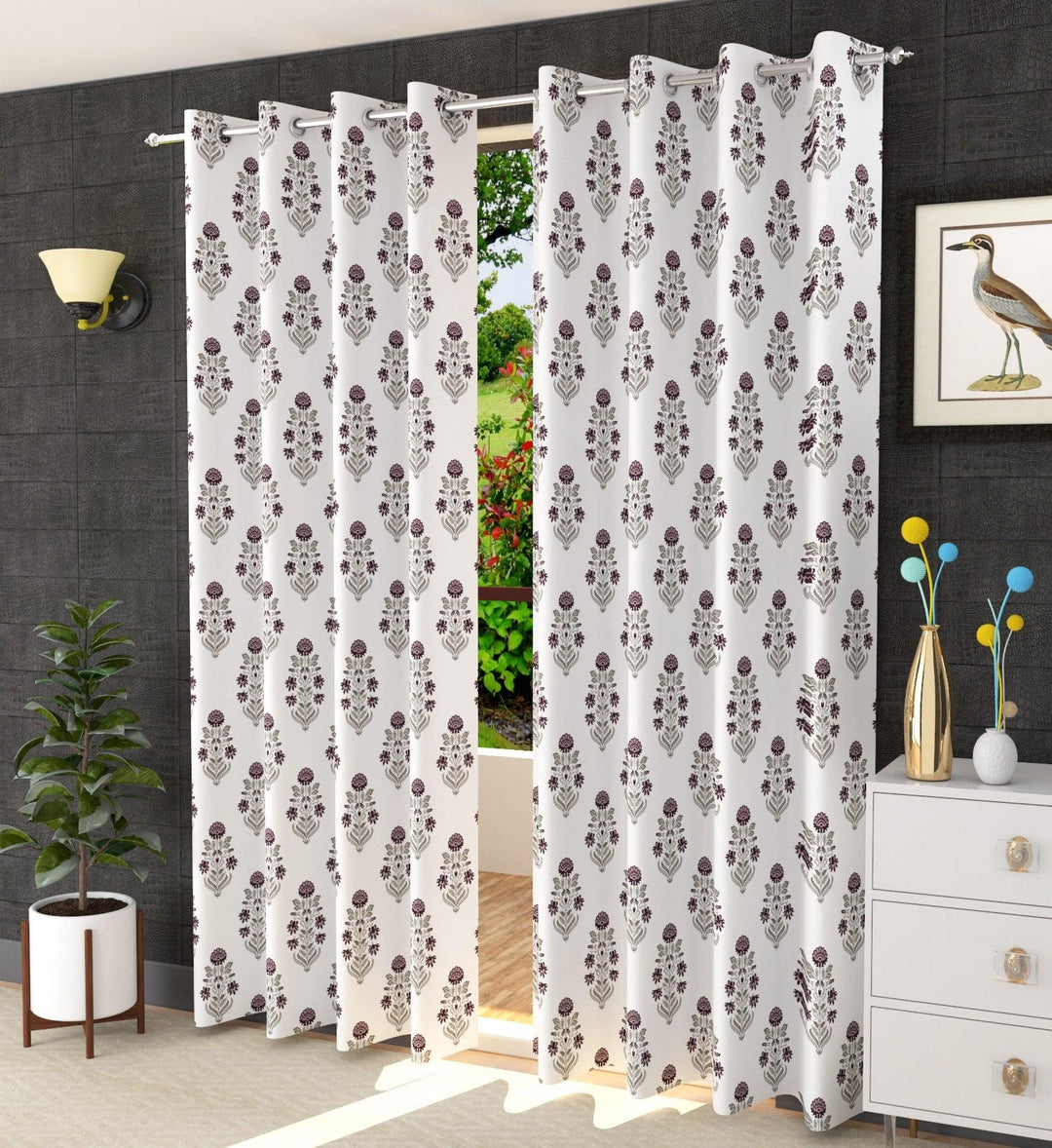 Duck Cotton Jaipuri Printed Curtains (Pack of 2 & 100% Cotton) - Trance Home Linen