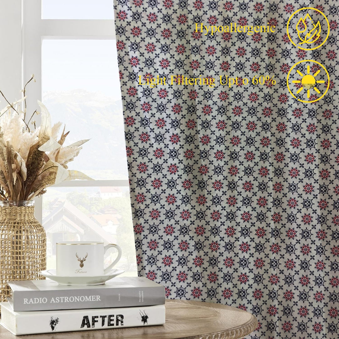 Lightweight Cotton Voile Curtains (Firdaus Red)