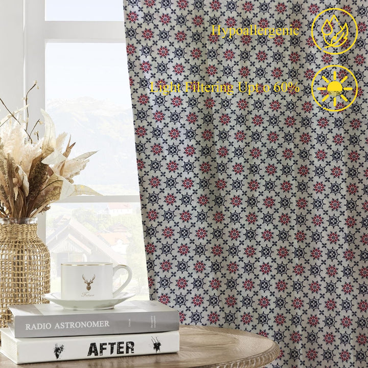 Lightweight Cotton Voile Curtains (Firdaus Red)