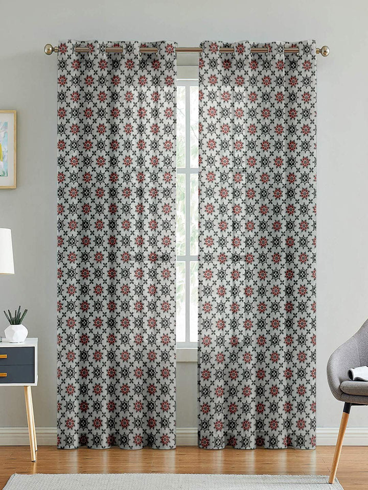 Lightweight Cotton Voile Curtains (Firdaus Red)