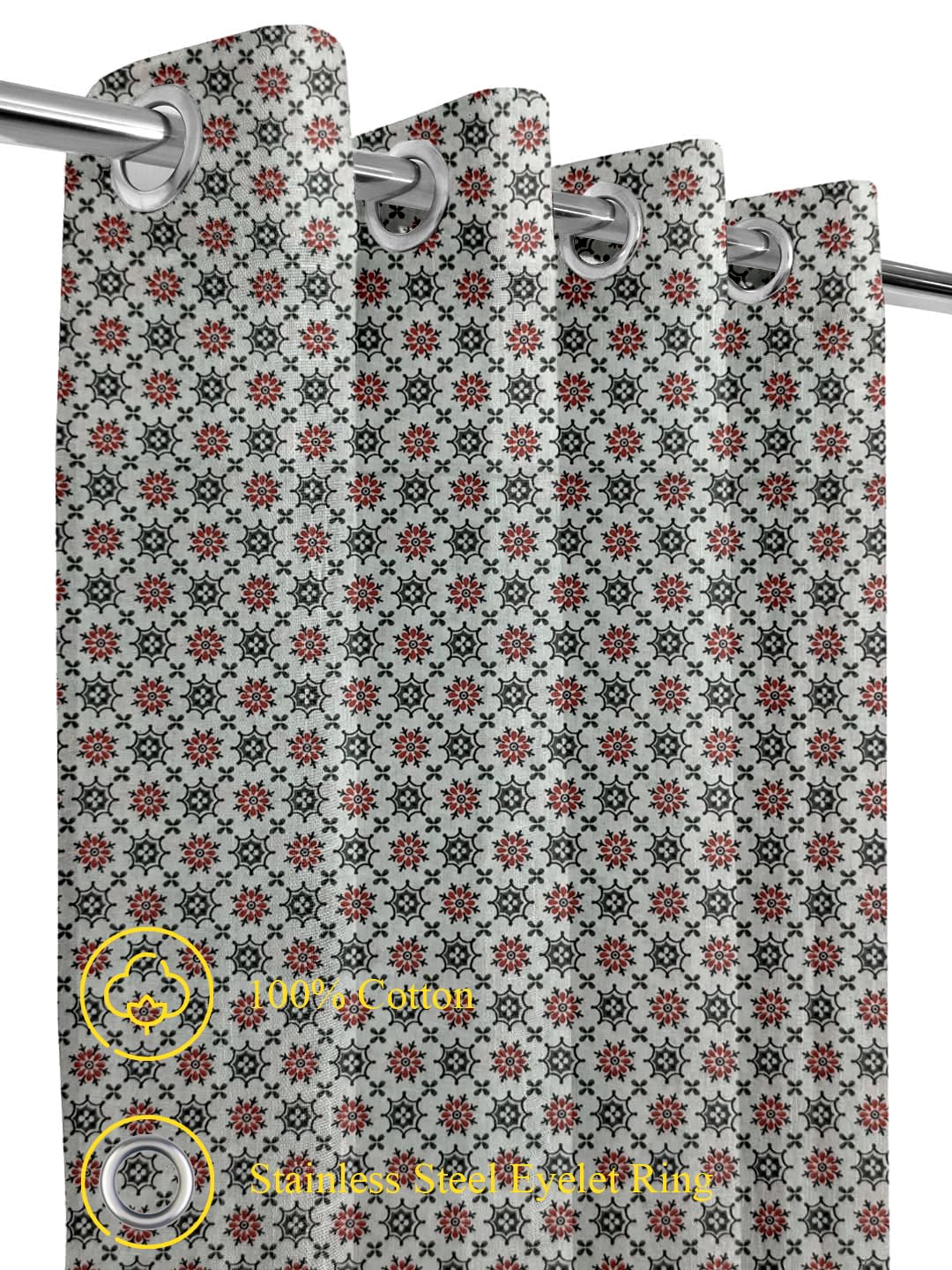 Lightweight Cotton Voile Curtains (Firdaus Red)