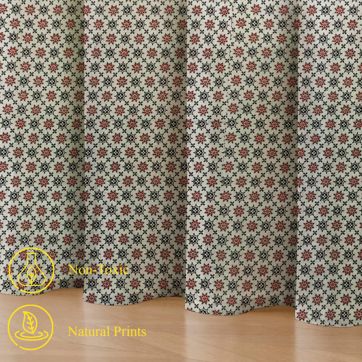 Lightweight Cotton Voile Curtains (Firdaus Red)