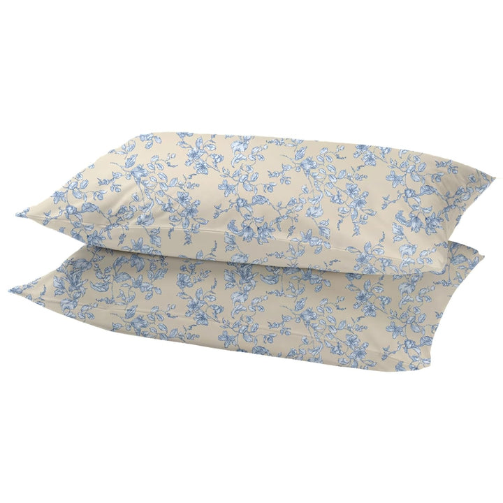 100% Cotton 210 TC Cotton Printed Fitted Bedsheet with Pillow Covers - Grape Vine
