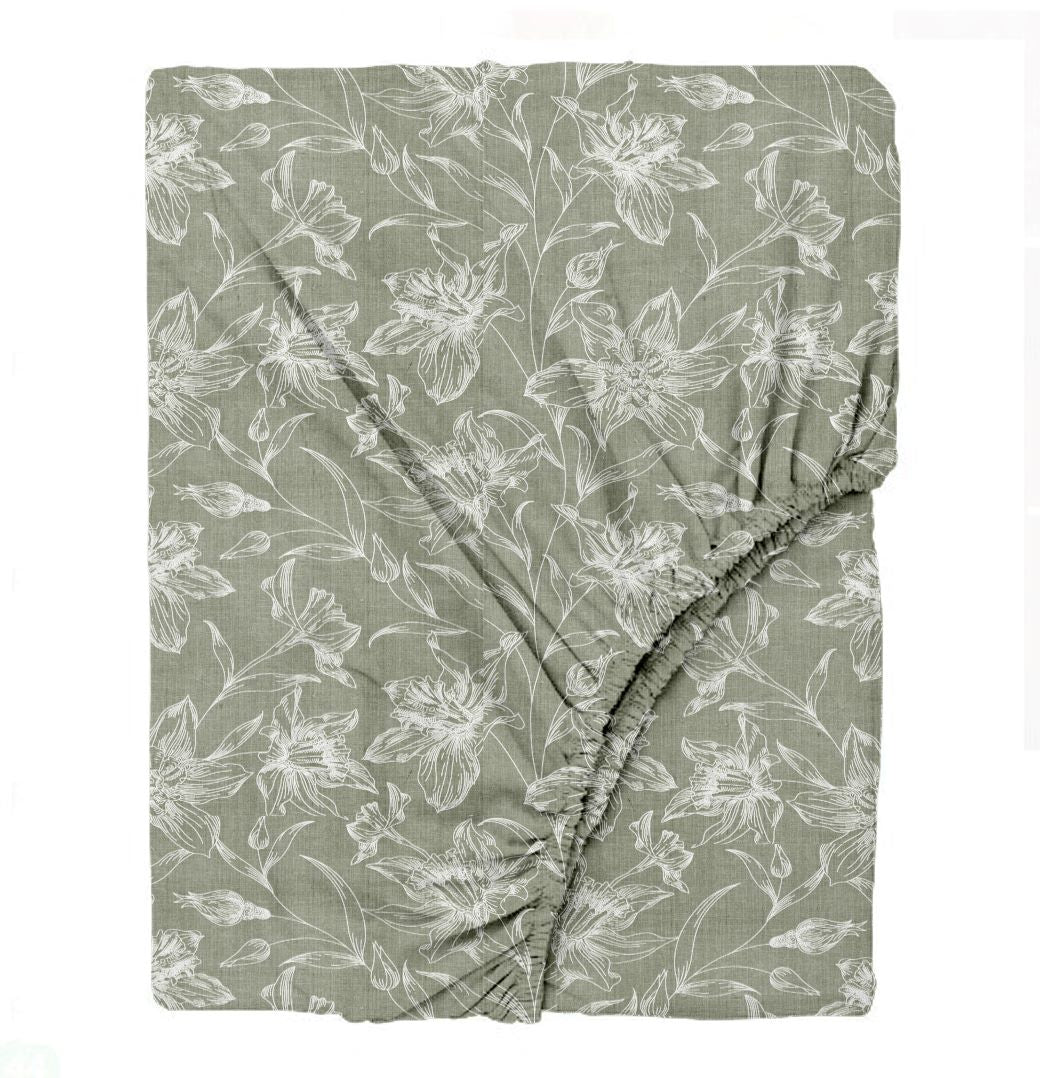 100% Cotton 144TC Printed Fitted Bedsheet with Pillow Covers - Serenity collection