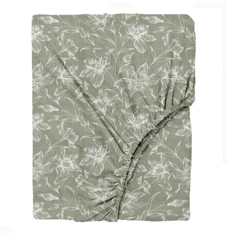 100% Cotton 144TC Printed Fitted Bedsheet with Pillow Covers - Serenity collection