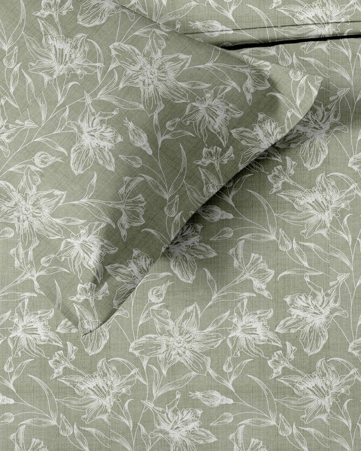 100% Cotton 144TC Printed Fitted Bedsheet with Pillow Covers - Serenity collection