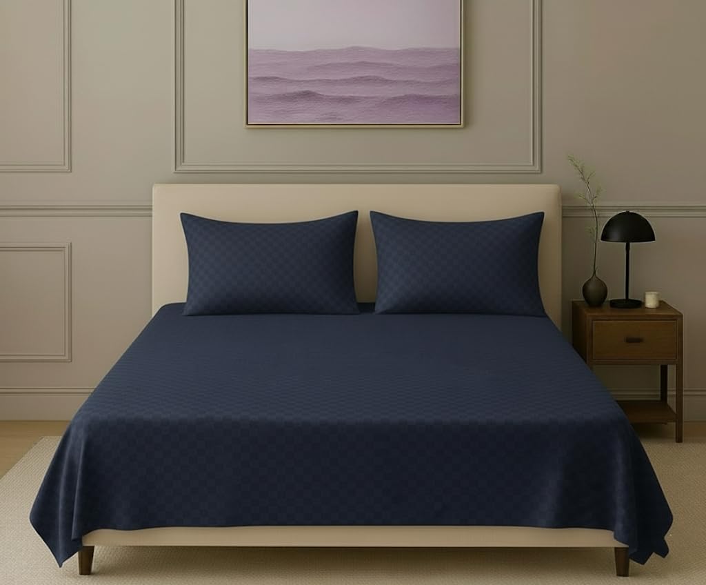 300TC 100% Cotton Jacquard Weave Flat Bedsheet with Pillow Covers