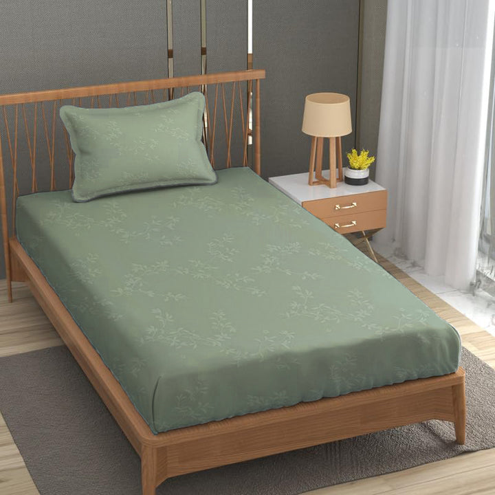 100% Egyptian Cotton 300TC Long Staple Jacquard Weave Fitted Bed Sheet with Pillow Covers