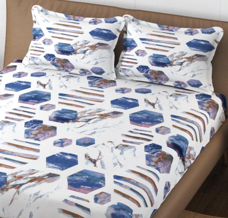 Premium Cotton Printed Fitted Bedsheet with Pillow Covers (Astro & 250 TC) - Trance Home Linen