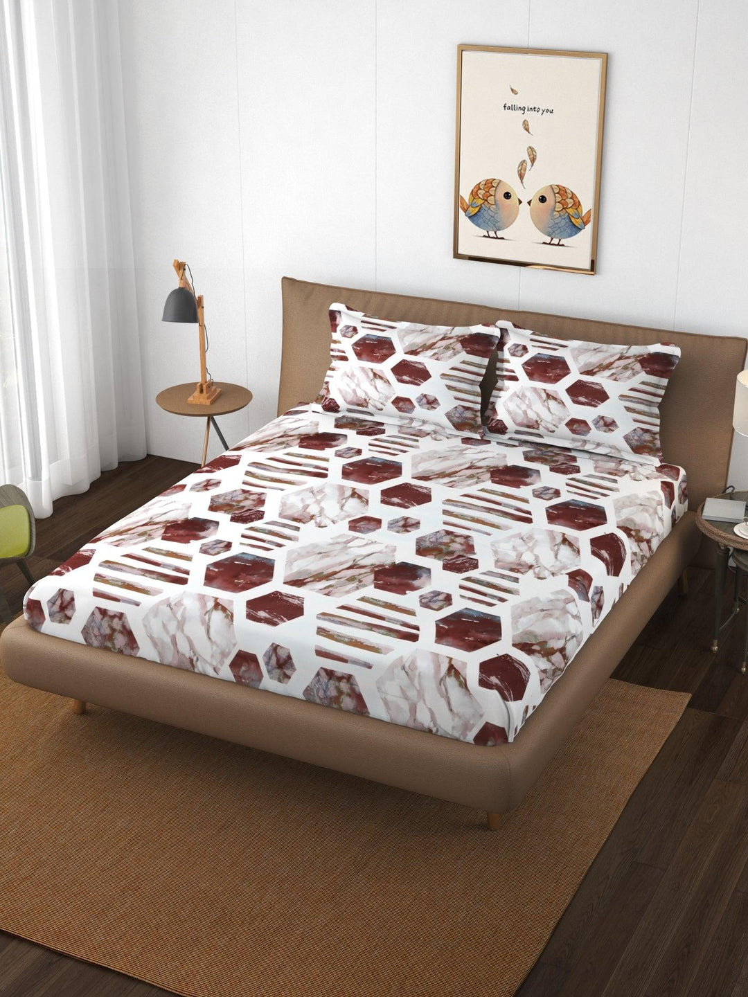 Premium Cotton Printed Flat Bedsheet with Pillow Covers (Astro & 250 TC) - Trance Home Linen
