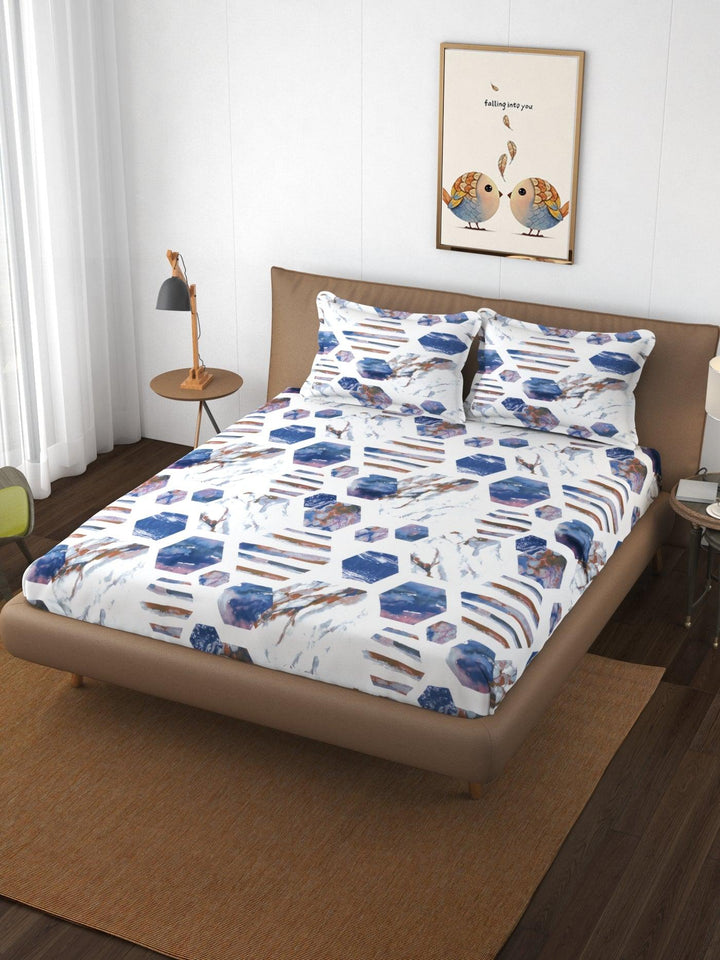 Premium Cotton Printed Flat Bedsheet with Pillow Covers (Astro & 250 TC) - Trance Home Linen