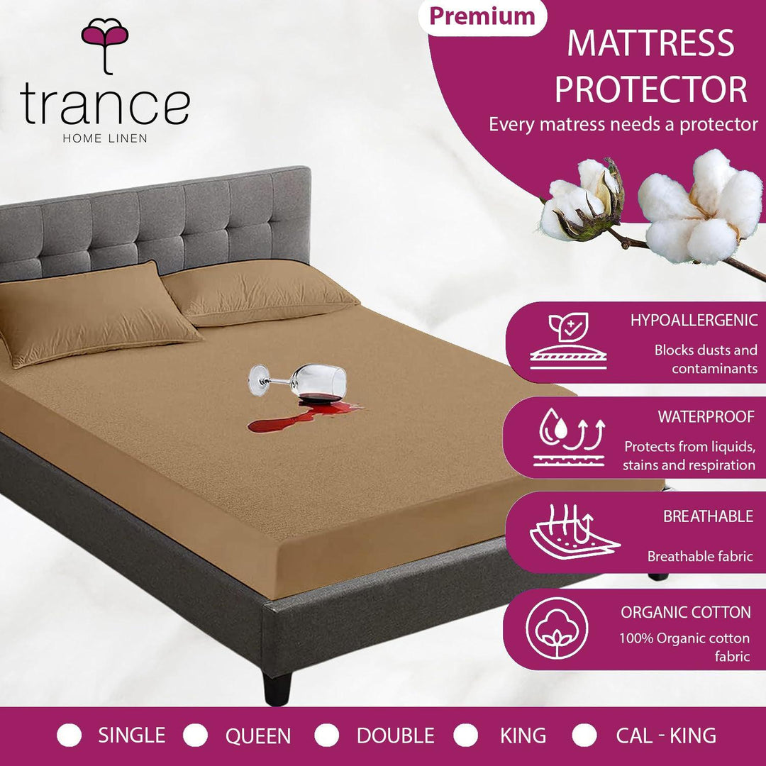 Premium Cotton Terry Elasticated King Size Fitted Style Waterproof Mattress Protector - Trance Home Linen