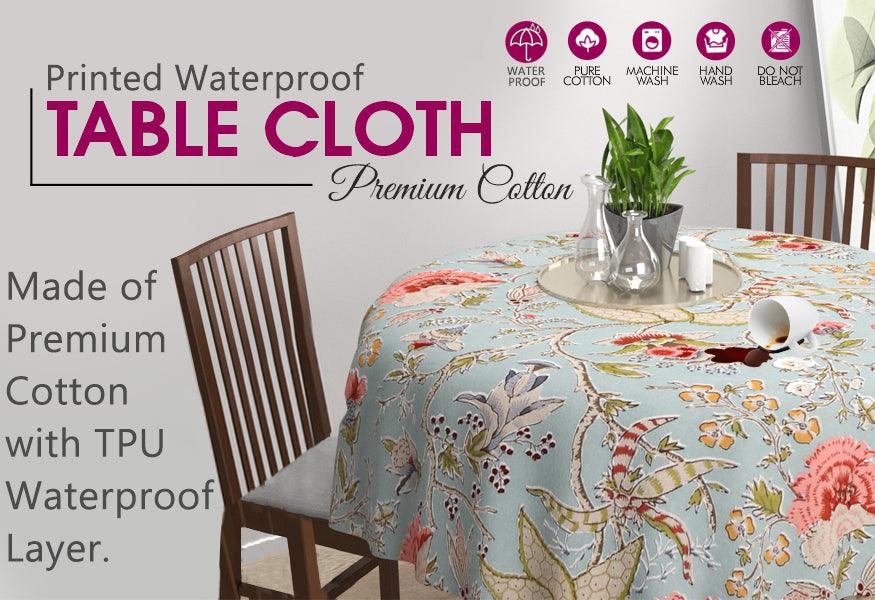 Premium Cotton Waterproof Circular Dining Table Cloth - Trance Home Linen