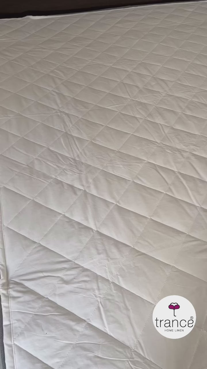 Water Resistant Cotton Quilted Mattress Protector with Elastic Straps on Corners