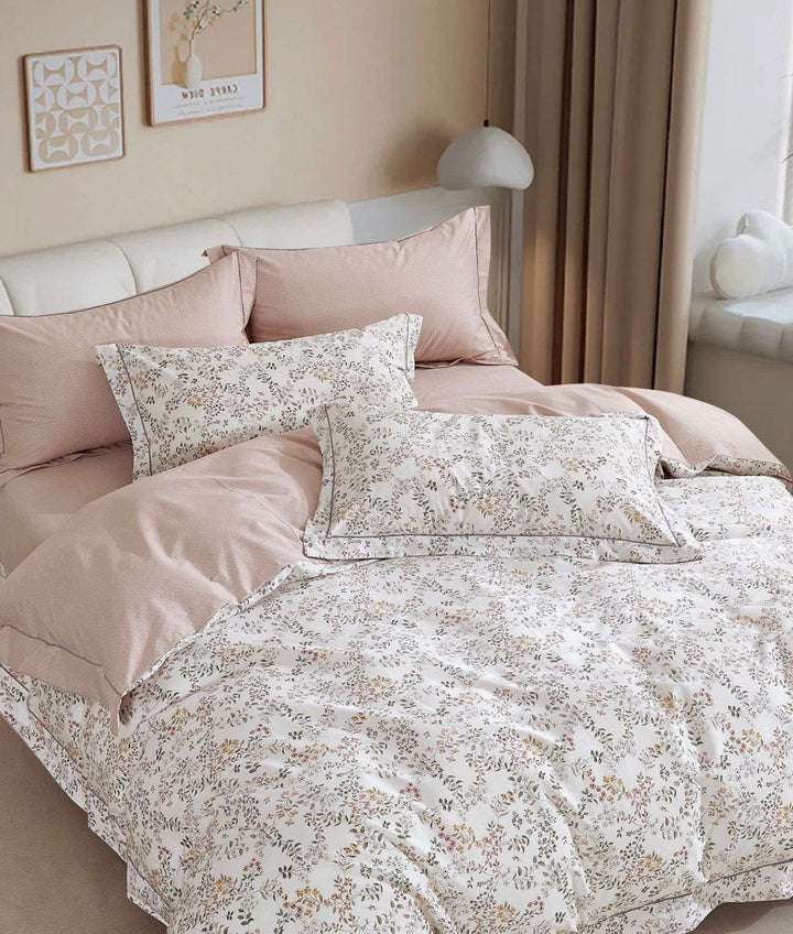 100% Cotton 180TC Printed Flat Bedsheet with  Pillow Covers