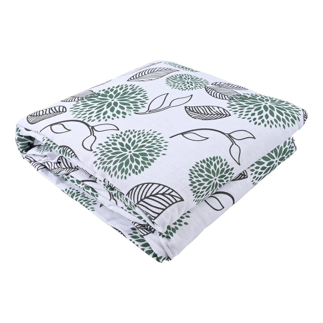 Cotton Double Dohar (SPRING Green Blue Leaves)