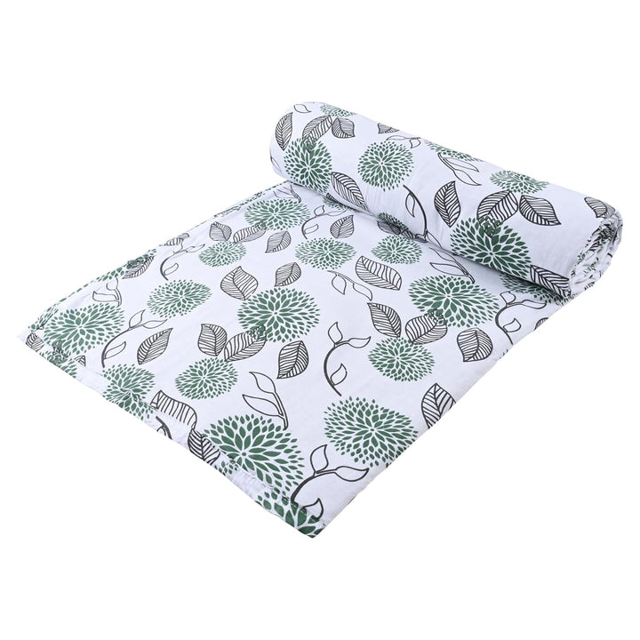 Cotton Double Dohar (SPRING Green Blue Leaves)