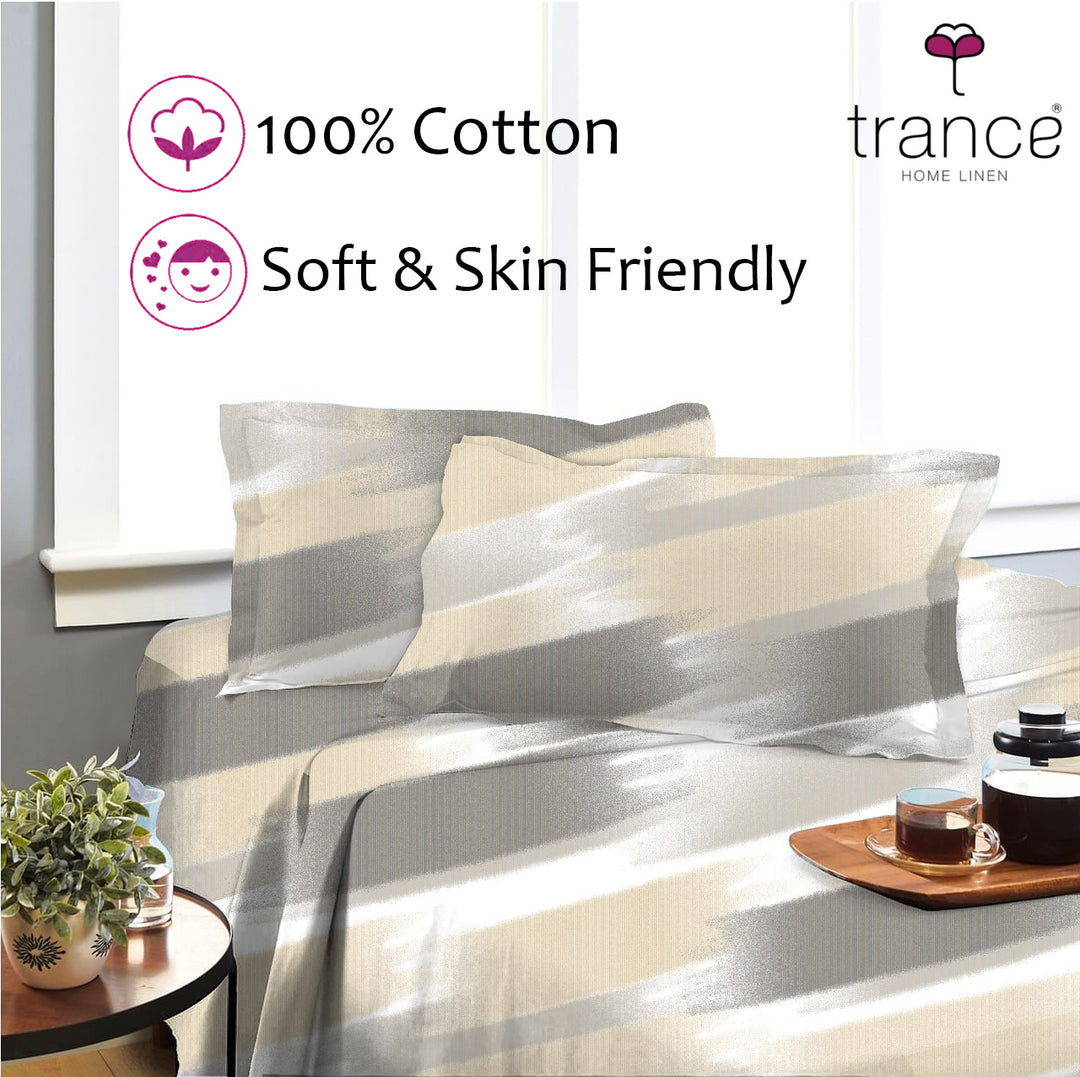 100% Cotton 180TC Printed Flat Bedsheet with Pillow Covers