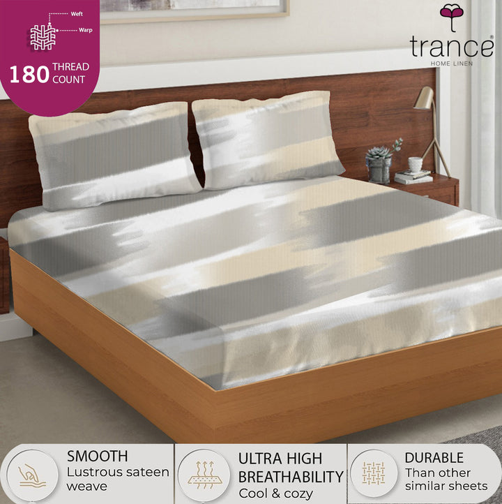 100% Cotton 180TC Printed Flat Bedsheet with Pillow Covers