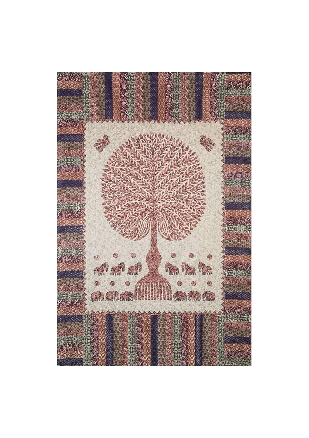 Cotton  Printed 8 Pcs Diwan Set (100% Cotton & 108 TC) Tree of Life Collection Hand Block Jaipuri Printed Diwan Set