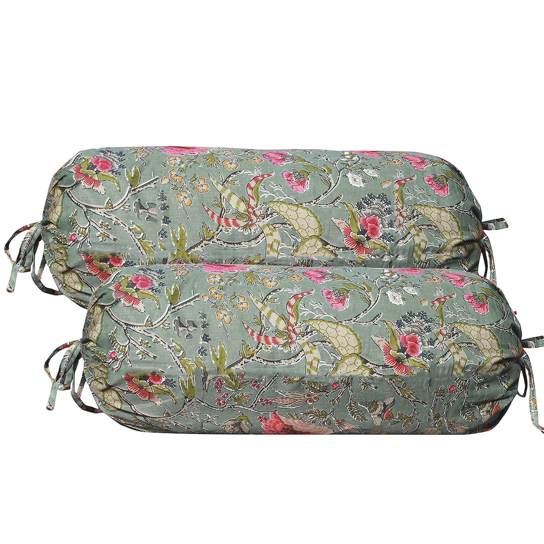 Cotton Printed Bolster Covers (Pack of 2 & 200 TC)
