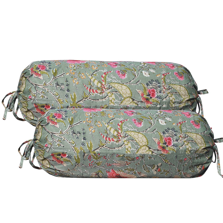 Cotton Printed Bolster Covers (Pack of 2 & 200 TC)