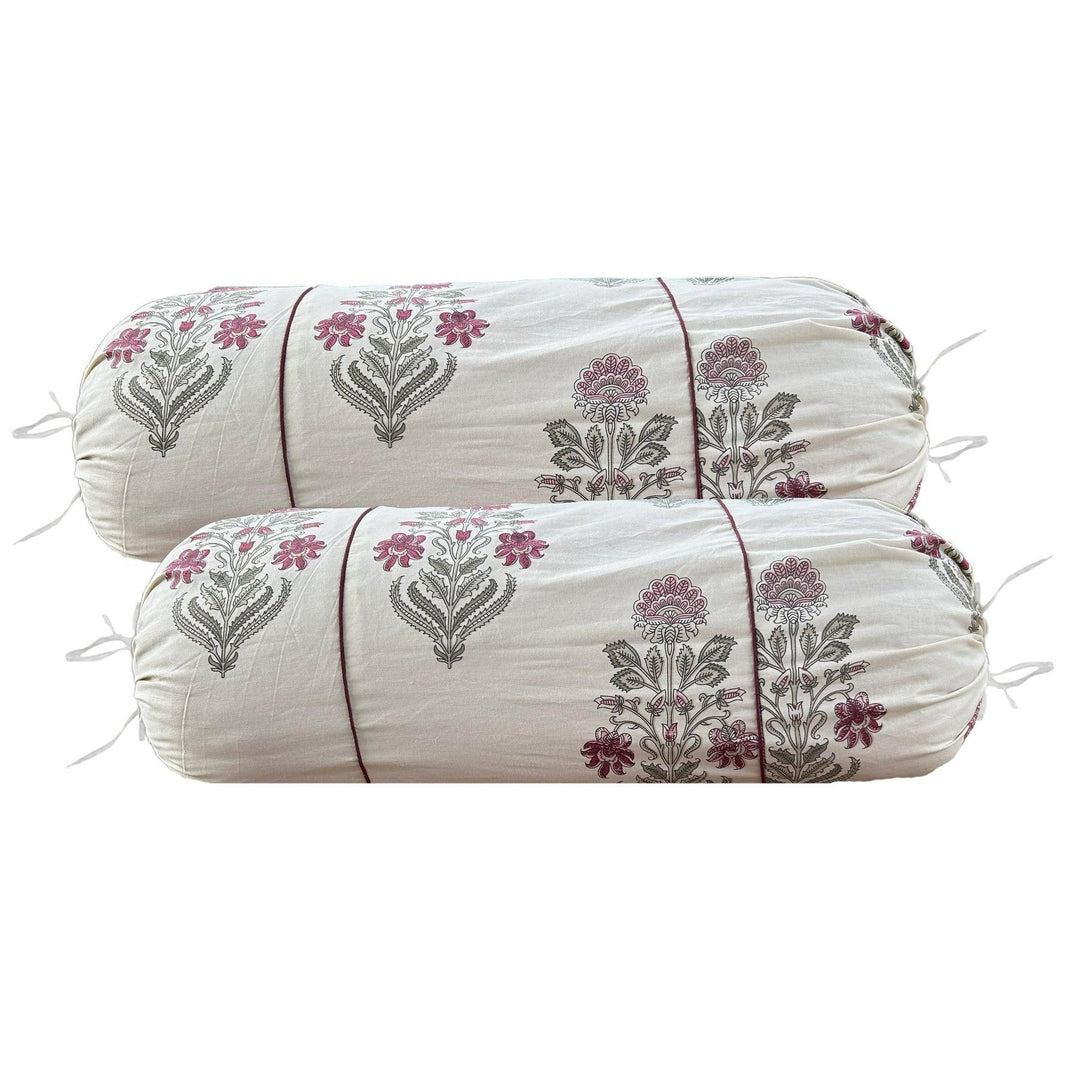 100% Cotton Printed Pipe-In Bolster Covers - Pack of 2 - Trance Home Linen