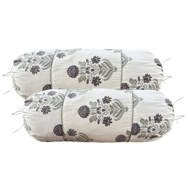 100% Cotton Printed Pipe-In Bolster Covers - Pack of 2 - Trance Home Linen