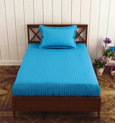 100% Cotton 200 TC Single Bed Sizes Fitted Bedsheet with 1 Pillow Cover