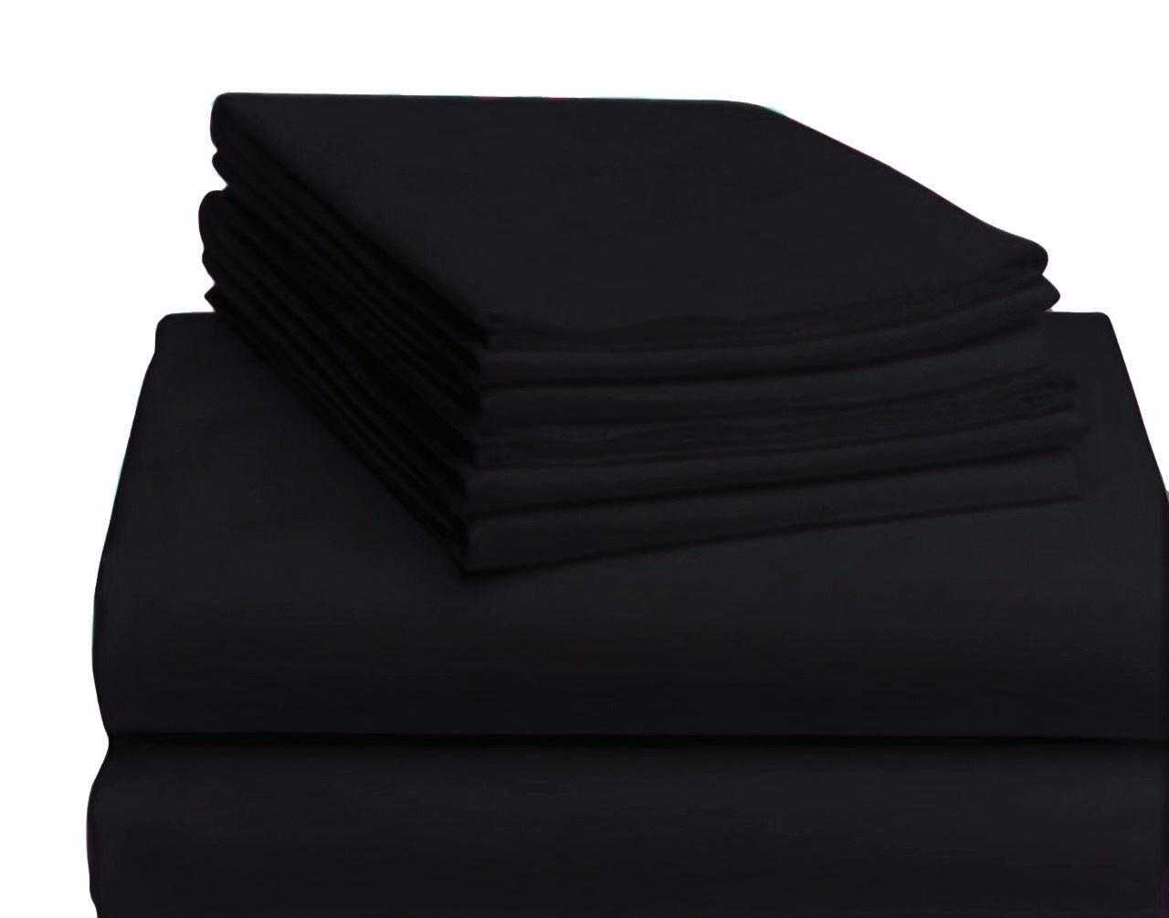 Trance Home Linen Cotton 400TC Plain Bed Sheet with Pillow Cover- Black