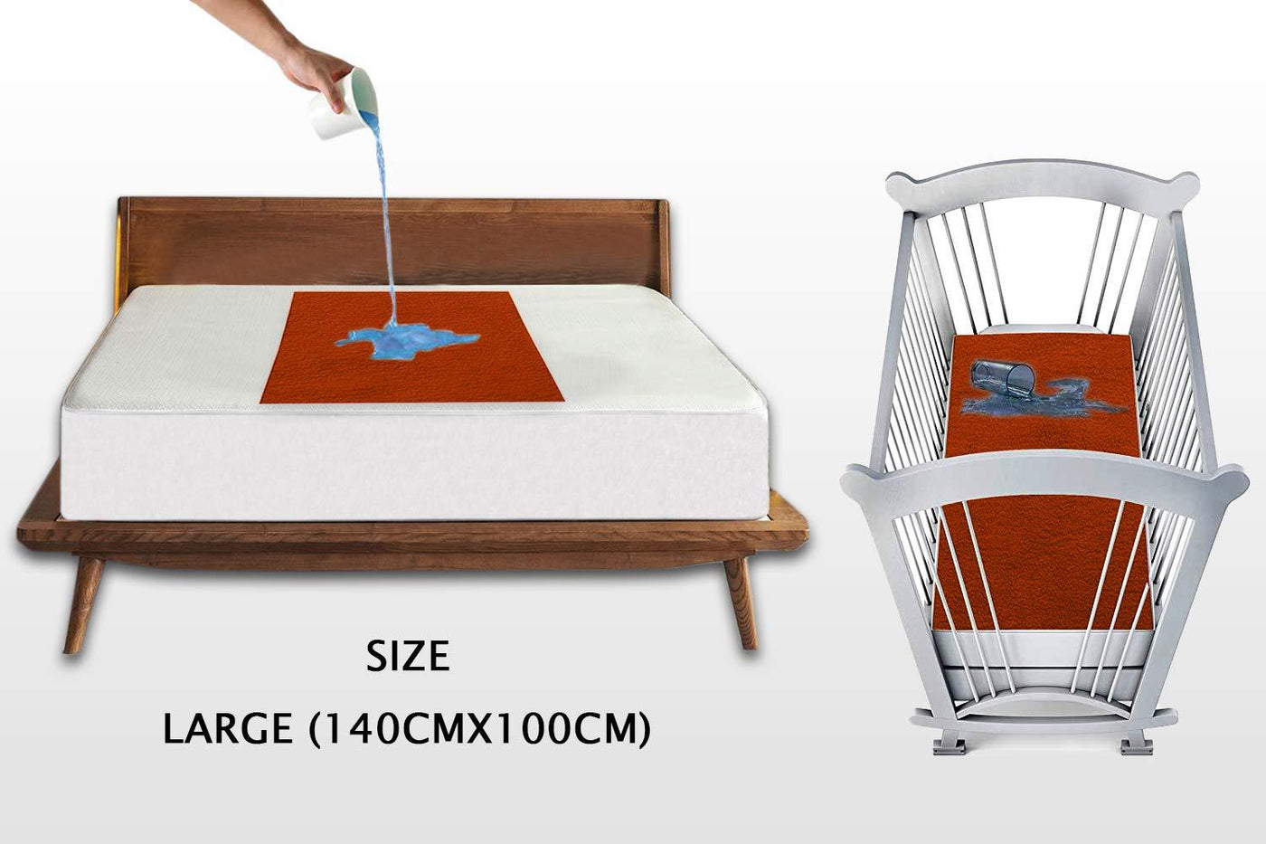 Trance Home Linen Baby Dry Sheets/100% Waterproof/Soft/Mattress/Crib/Bed Protector/Breathable/Underpad -Large(140cm x 100cm/56inch x 39inch)