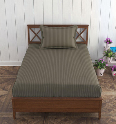 100% Cotton 200 TC Single Bed Sizes Fitted Bedsheet with 1 Pillow Cover