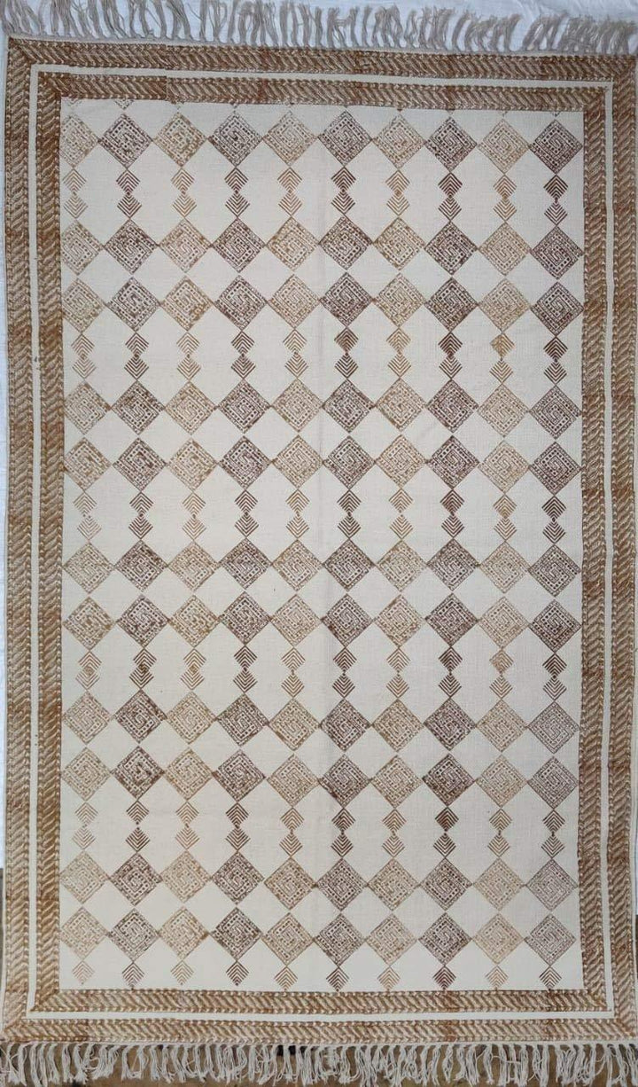 Trance Home Linen Cotton Printed Dhurrie Rugs for Living Room | Floor Mat for Bedroom Kitchen