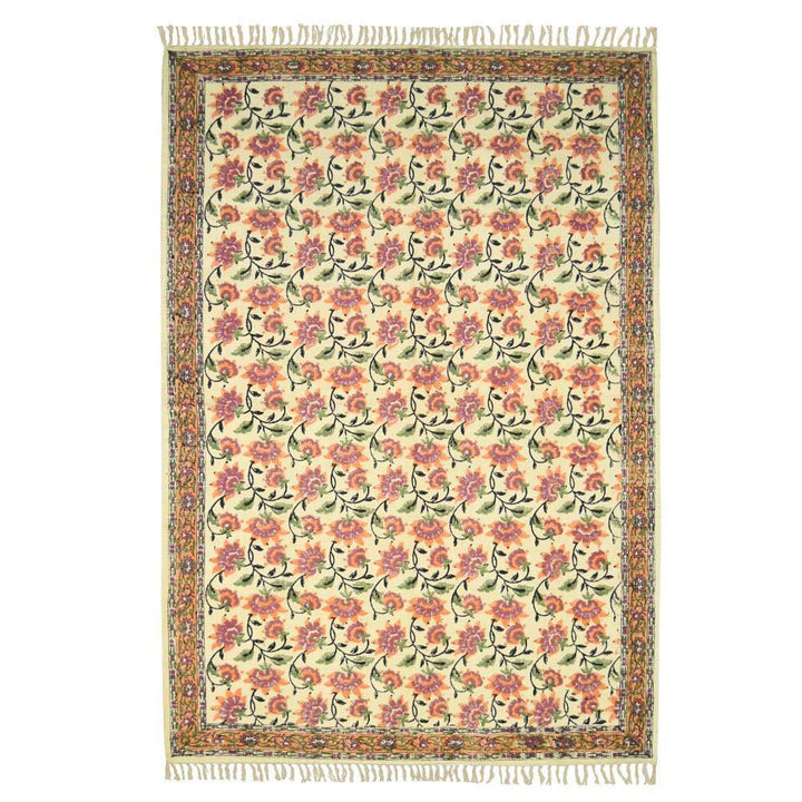 Trance Home Linen Cotton Printed Dhurrie Rugs for Living Room | Floor Mat for Bedroom Kitchen