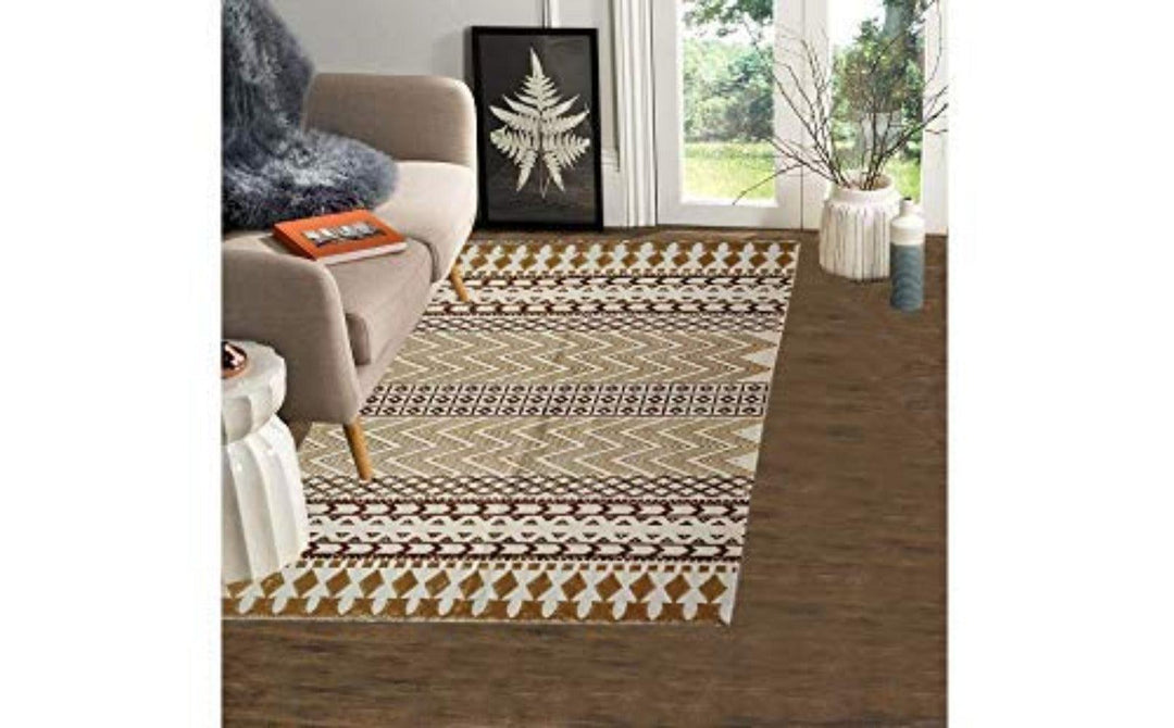 Trance Home Linen Cotton Printed Dhurrie Rugs for Living Room | Floor Mat for Bedroom Kitchen