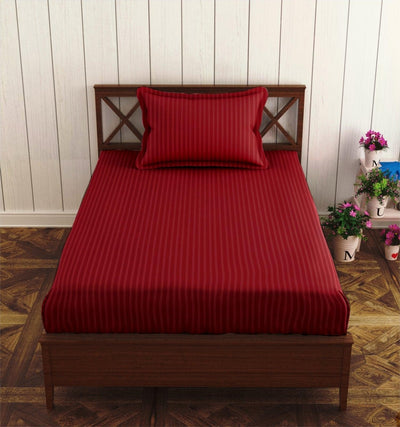 100% Cotton 200 TC Single Bed Sizes Fitted Bedsheet with 1 Pillow Cover