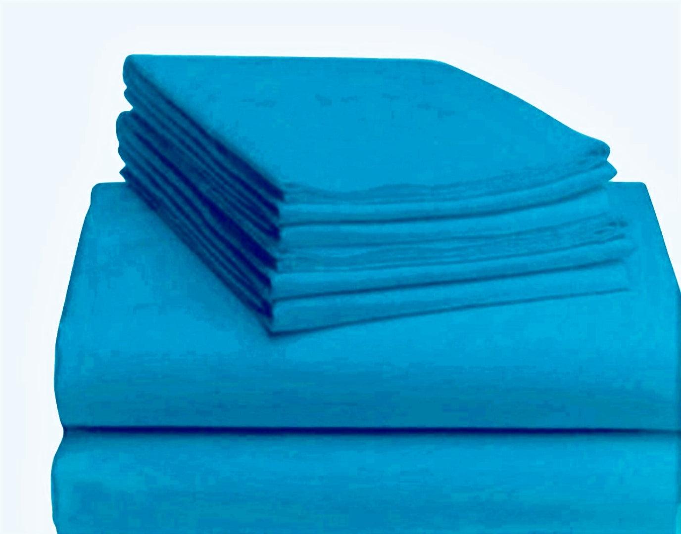 Trance Home Linen Cotton 400TC Plain Bed Sheet with Pillow Cover- Peacock Blue