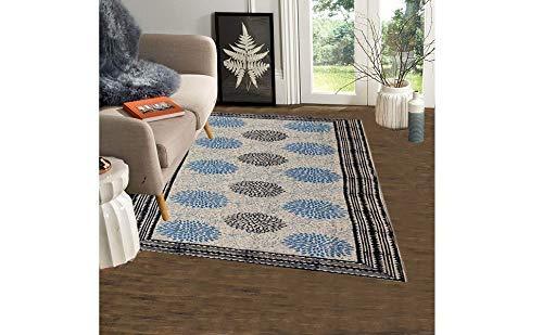 Trance Home Linen Cotton Printed Dhurrie Rugs for Living Room | Floor Mat for Bedroom Kitchen