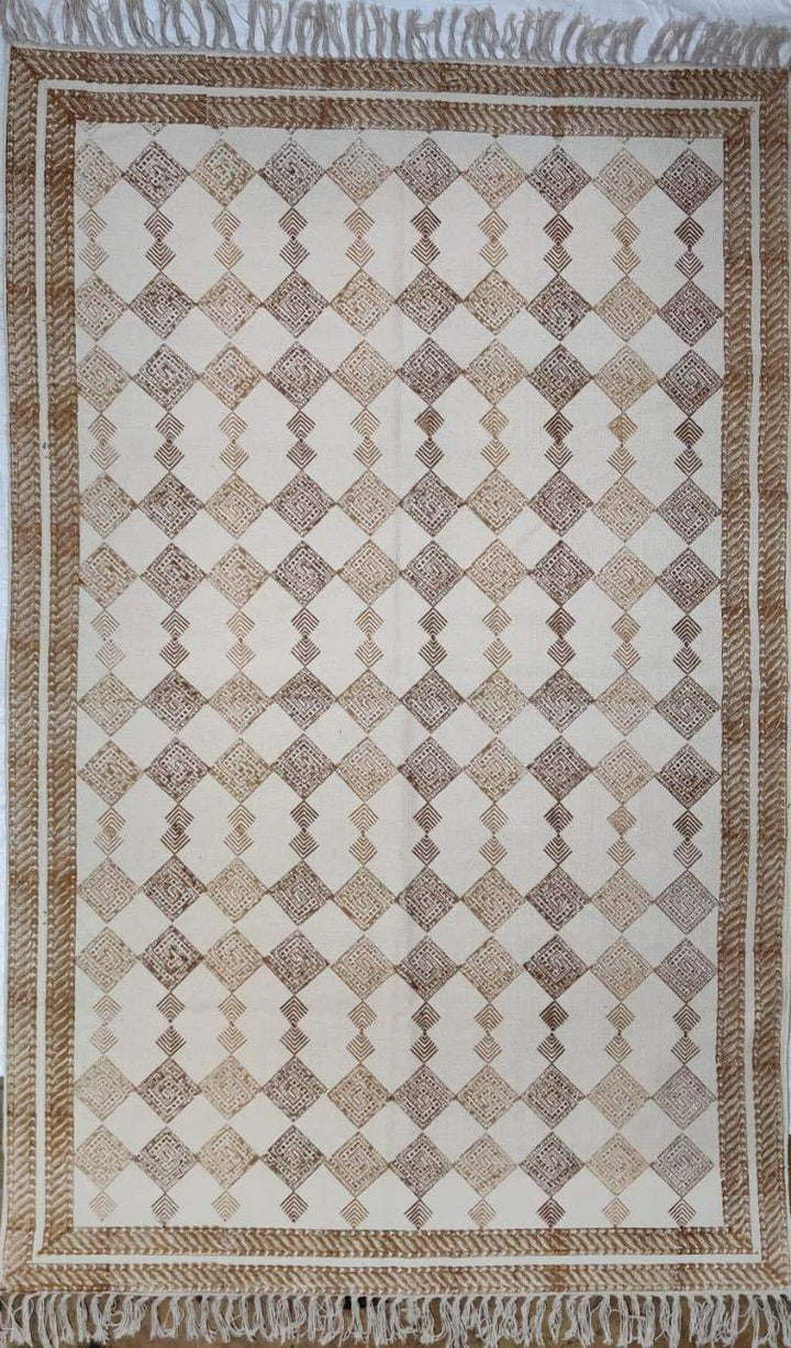 Trance Home Linen Cotton Printed Dhurrie Rugs for Living Room | Floor Mat for Bedroom Kitchen
