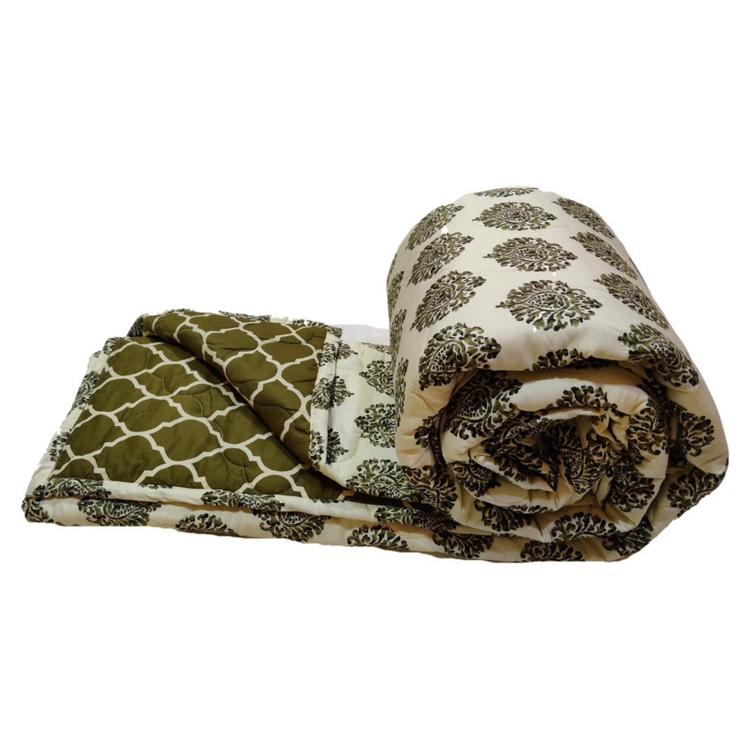 Cotton Casing Premium Double Comforter (Damask Forest Green & 100% Cotton) - Trance Home Linen