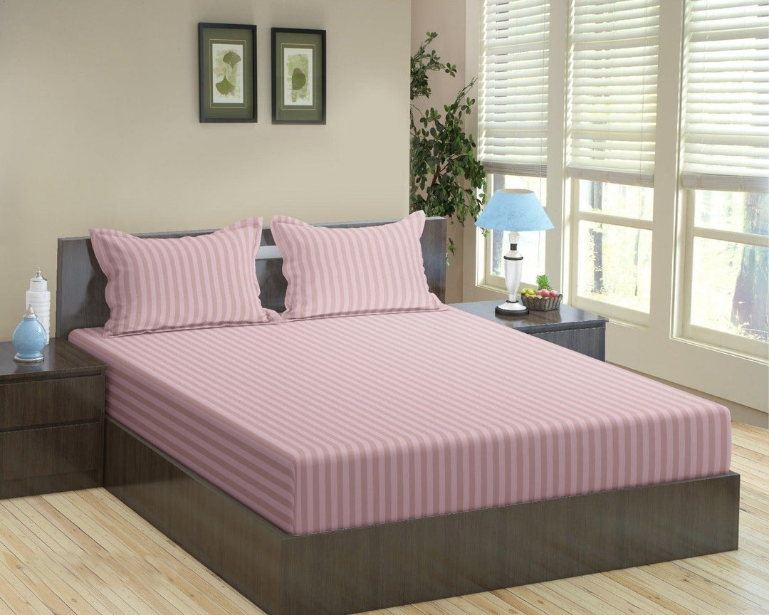 Cotton College/Hostel Bed Sizes Fitted Bedsheet with 1 Pillow Cover(100% Cotton & 200 TC) - Trance Home Linen