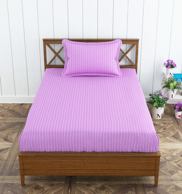 Cotton College/Hostel Bed Sizes Fitted Bedsheet with 1 Pillow Cover(100% Cotton & 200 TC) - Trance Home Linen