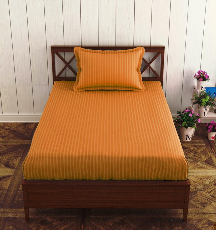 Cotton College/Hostel Bed Sizes Fitted Bedsheet with 1 Pillow Cover(100% Cotton & 200 TC) - Trance Home Linen