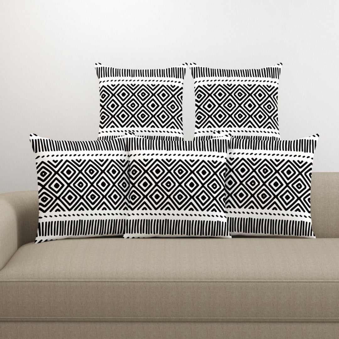Cotton Cushion Covers for Sofa and Diwan Pillow Covers (Aztec & Set of 5) - Trance Home Linen