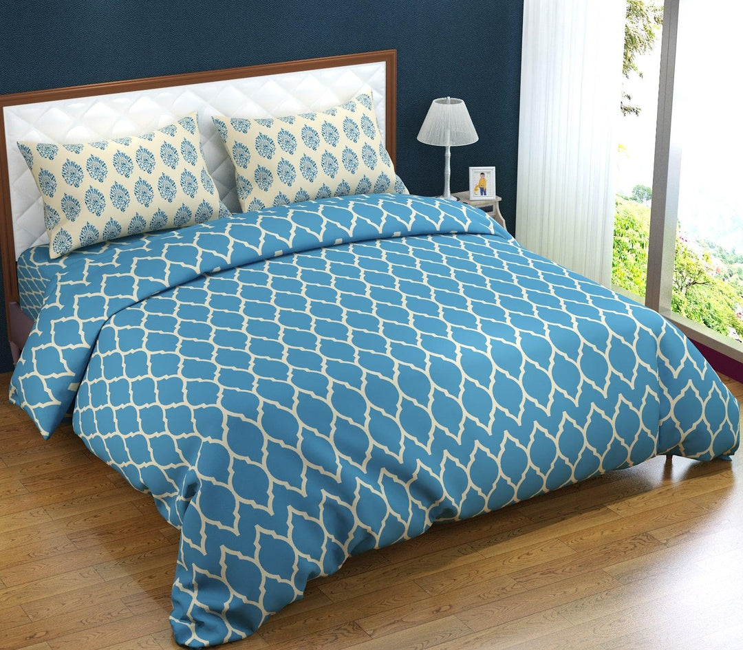 Cotton King Duvet Cover with 2 Pillow Covers (Dori & Damask 200 TC) - Trance Home Linen