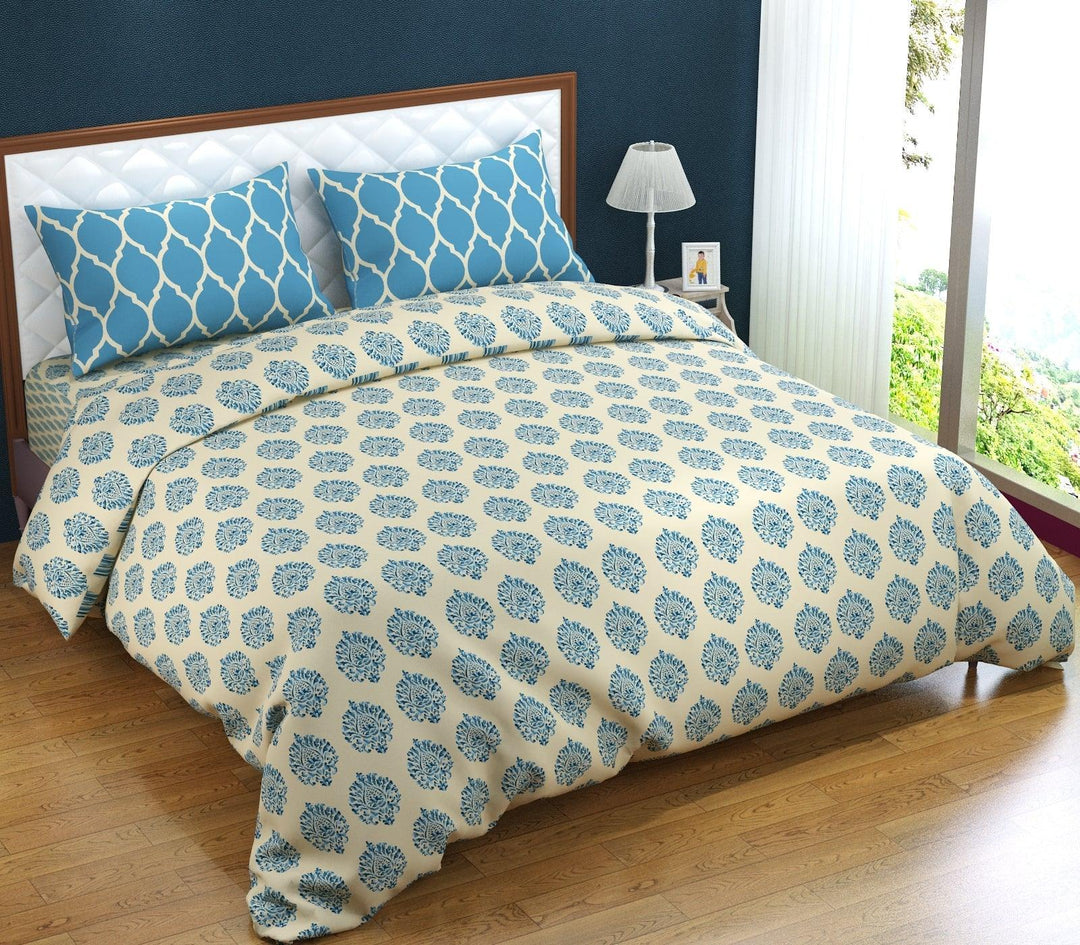 Cotton King Duvet Cover with 2 Pillow Covers (Dori & Damask 200 TC) - Trance Home Linen